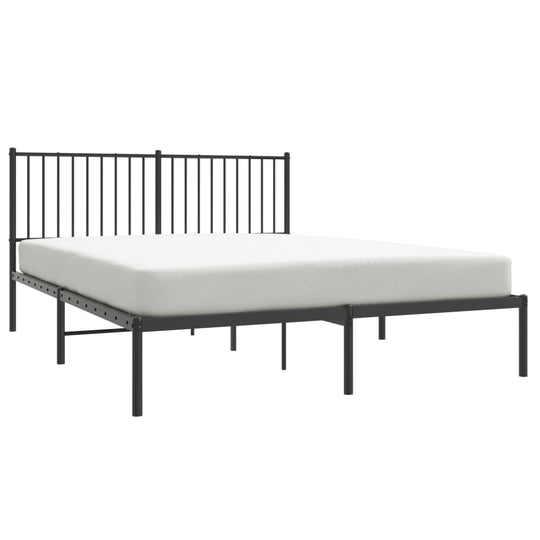 Metal Bed Frame without Mattress with Headboard Black 150x200 cm