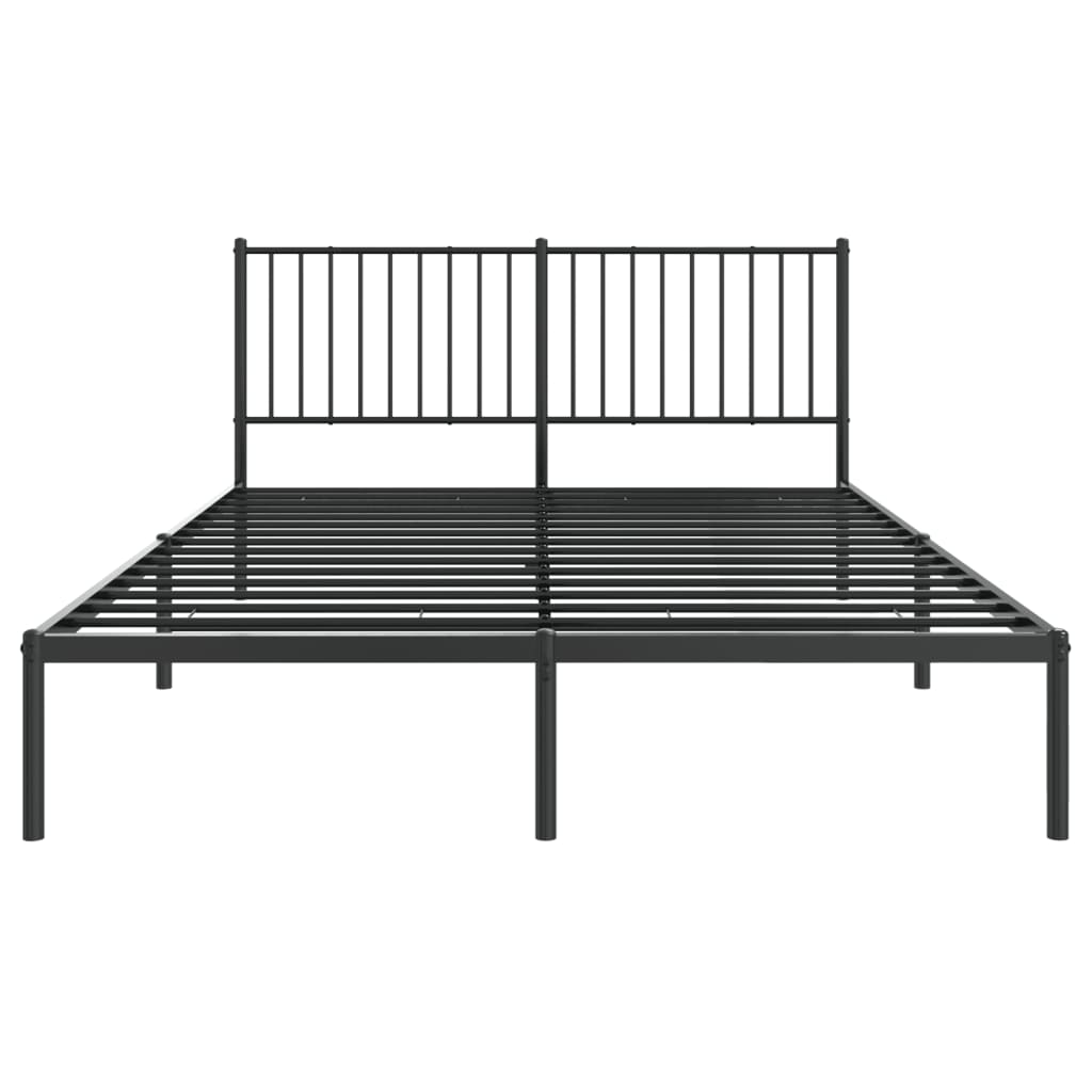 Metal Bed Frame without Mattress with Headboard Black 150x200 cm