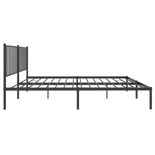 Metal Bed Frame without Mattress with Headboard Black 150x200 cm