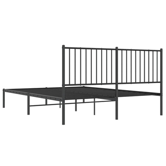 Metal Bed Frame without Mattress with Headboard Black 150x200 cm