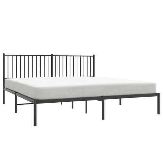 Metal Bed Frame without Mattress with Headboard Black 183x203 cm King