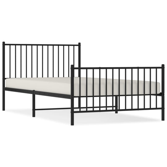 Metal Bed Frame without Mattress with Footboard Black 107x203 cm King Single