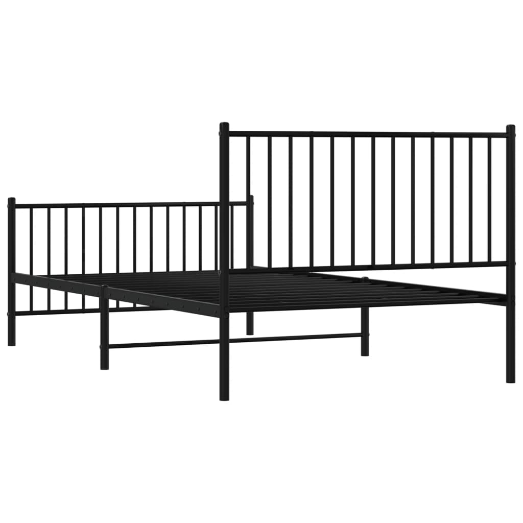 Metal Bed Frame without Mattress with Footboard Black 107x203 cm King Single