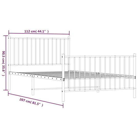 Metal Bed Frame without Mattress with Footboard Black 107x203 cm King Single