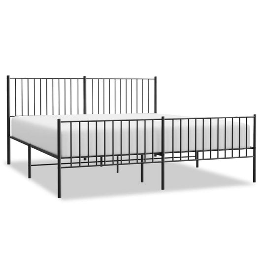 Metal Bed Frame without Mattress with Footboard Black 183x203 cm King