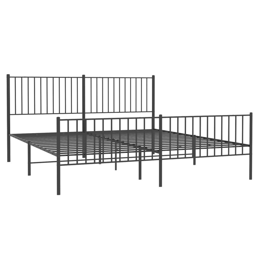 Metal Bed Frame without Mattress with Footboard Black 183x203 cm King