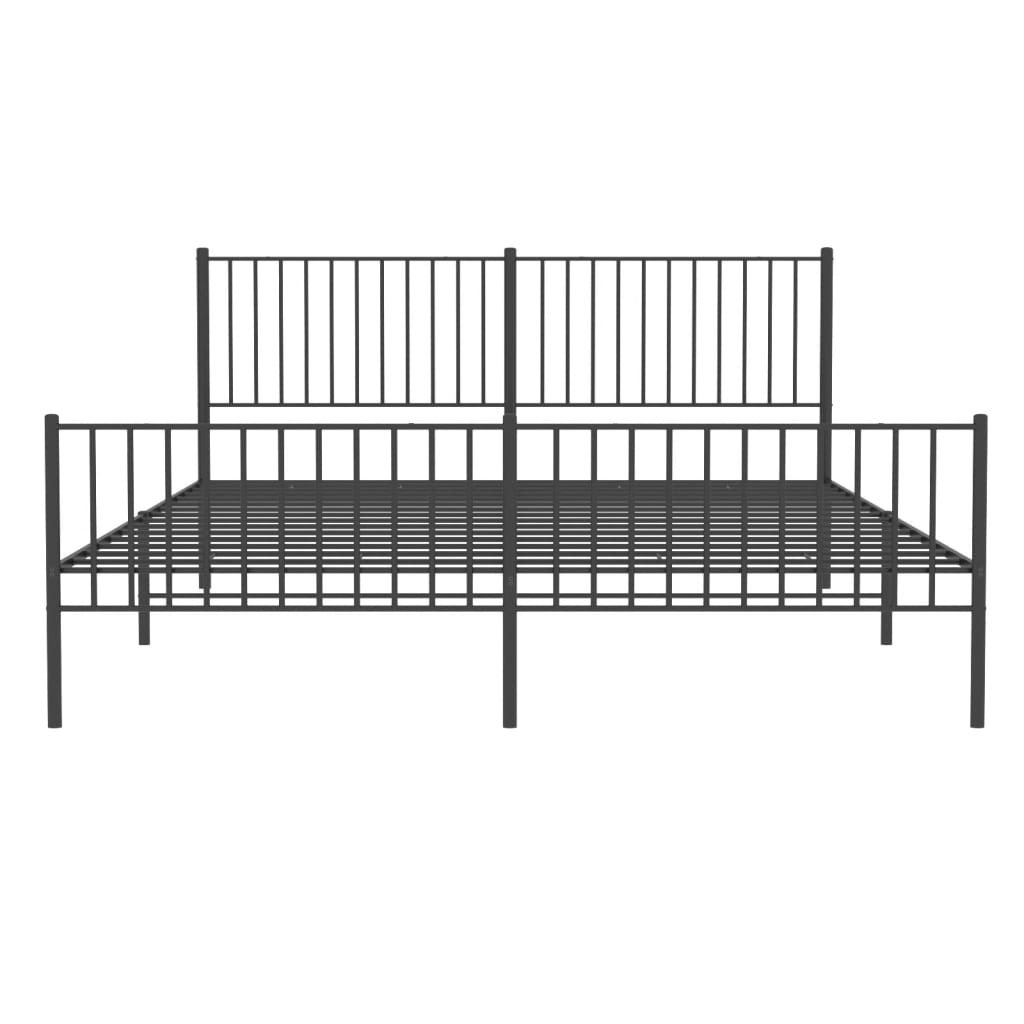 Metal Bed Frame without Mattress with Footboard Black 183x203 cm King