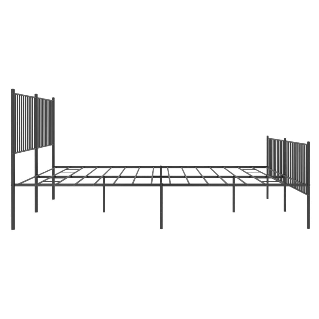 Metal Bed Frame without Mattress with Footboard Black 183x203 cm King