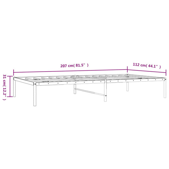 Metal Bed Frame without Mattress White 107x203 cm King Single