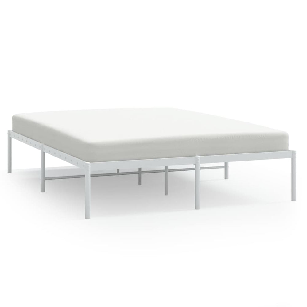 Metal Bed Frame without Mattress White 150x200 cm