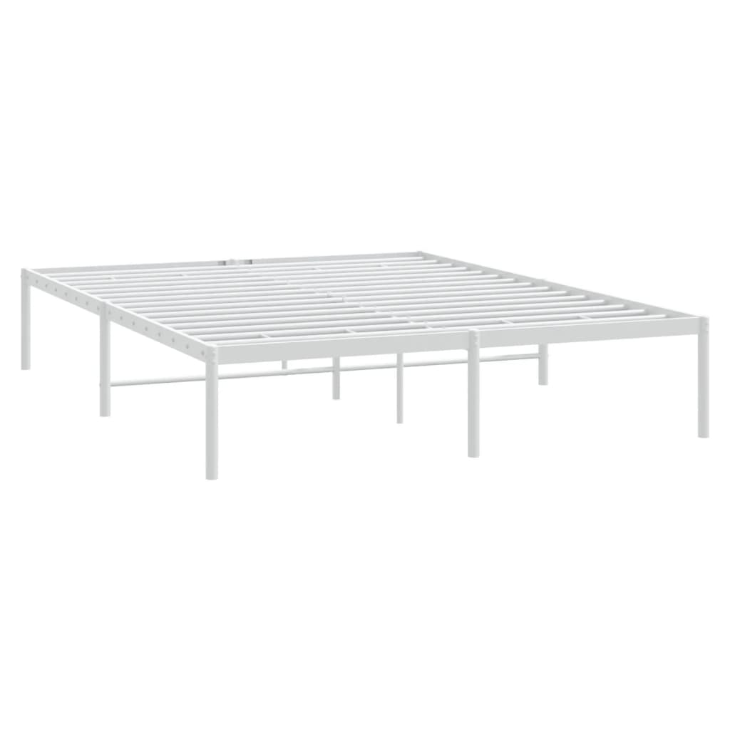 Metal Bed Frame without Mattress White 150x200 cm