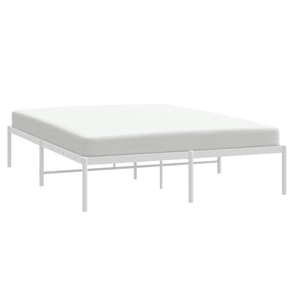 Metal Bed Frame without Mattress White 150x200 cm