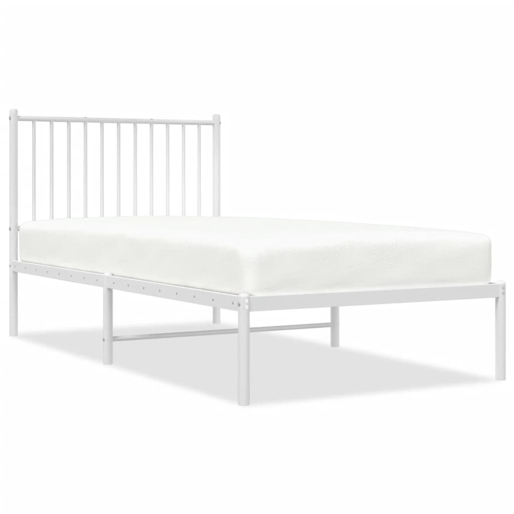 Metal Bed Frame without Mattress with Headboard White 90x190 cm