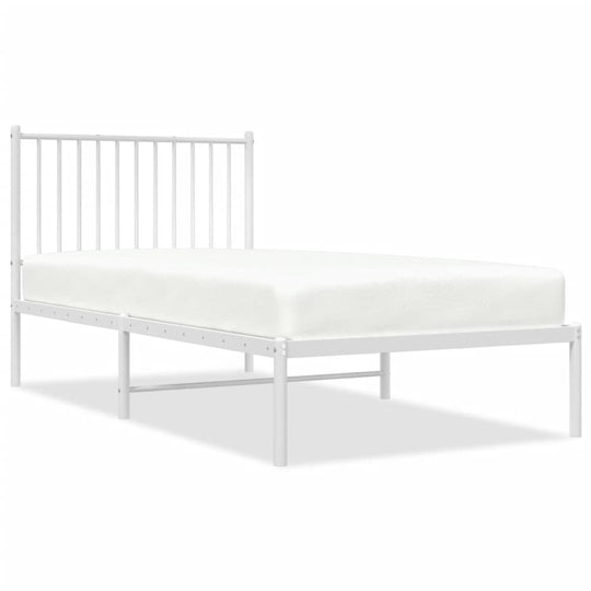 Metal Bed Frame without Mattress with Headboard White 90x190 cm