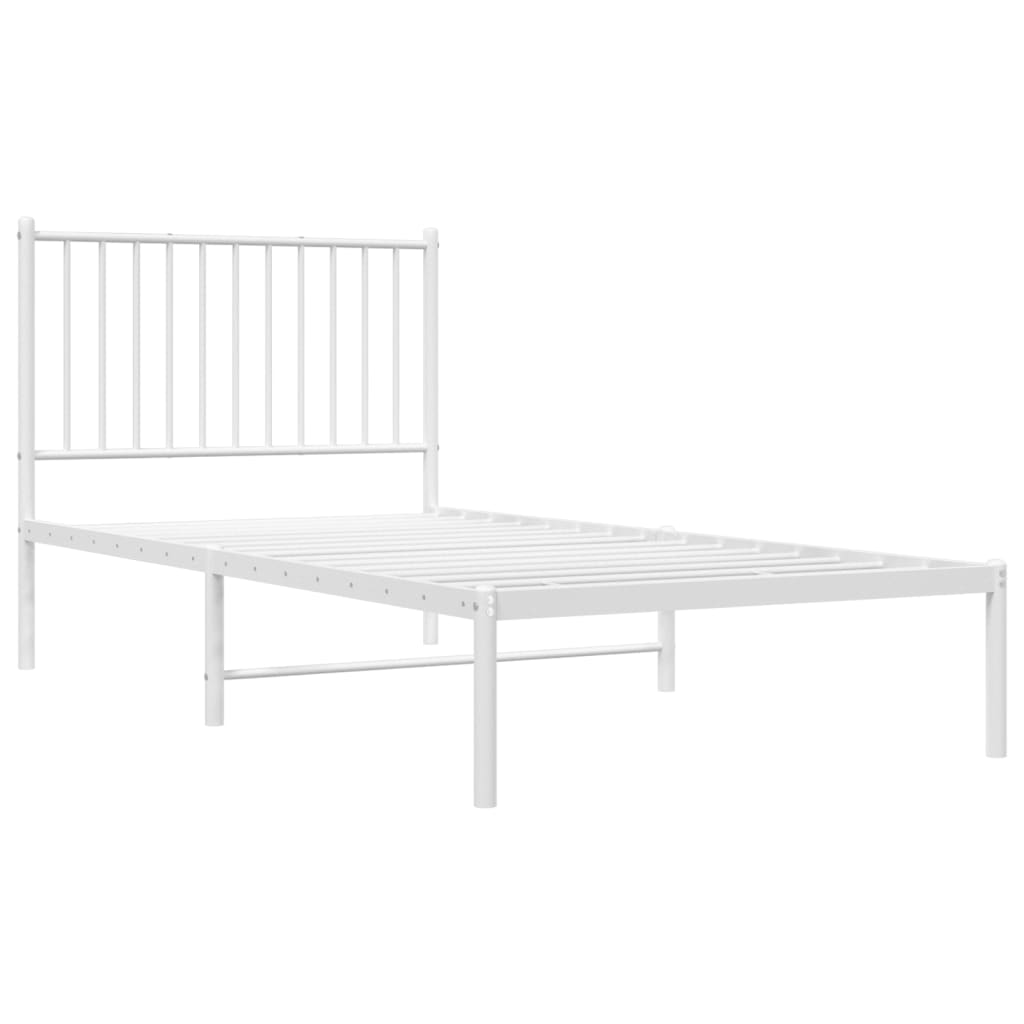 Metal Bed Frame without Mattress with Headboard White 90x190 cm