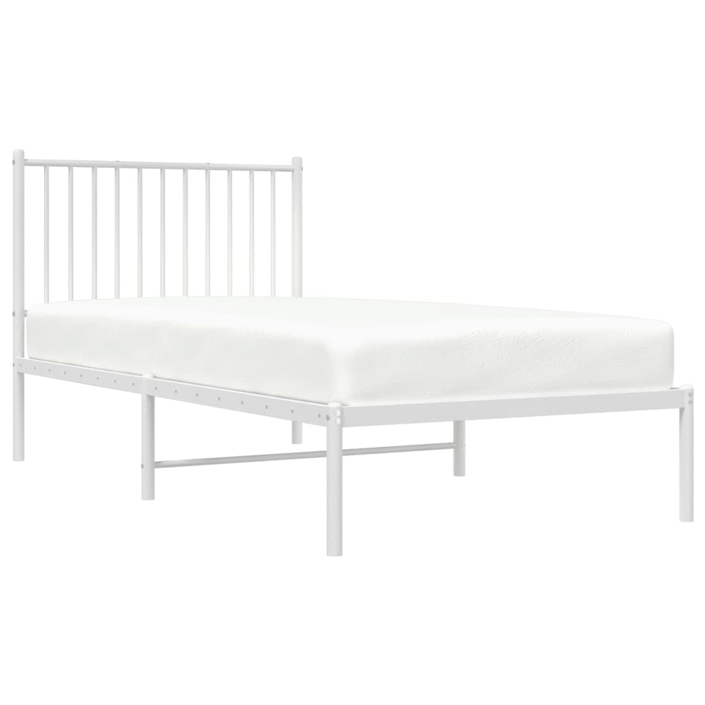 Metal Bed Frame without Mattress with Headboard White 90x190 cm