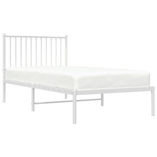 Metal Bed Frame without Mattress with Headboard White 90x190 cm