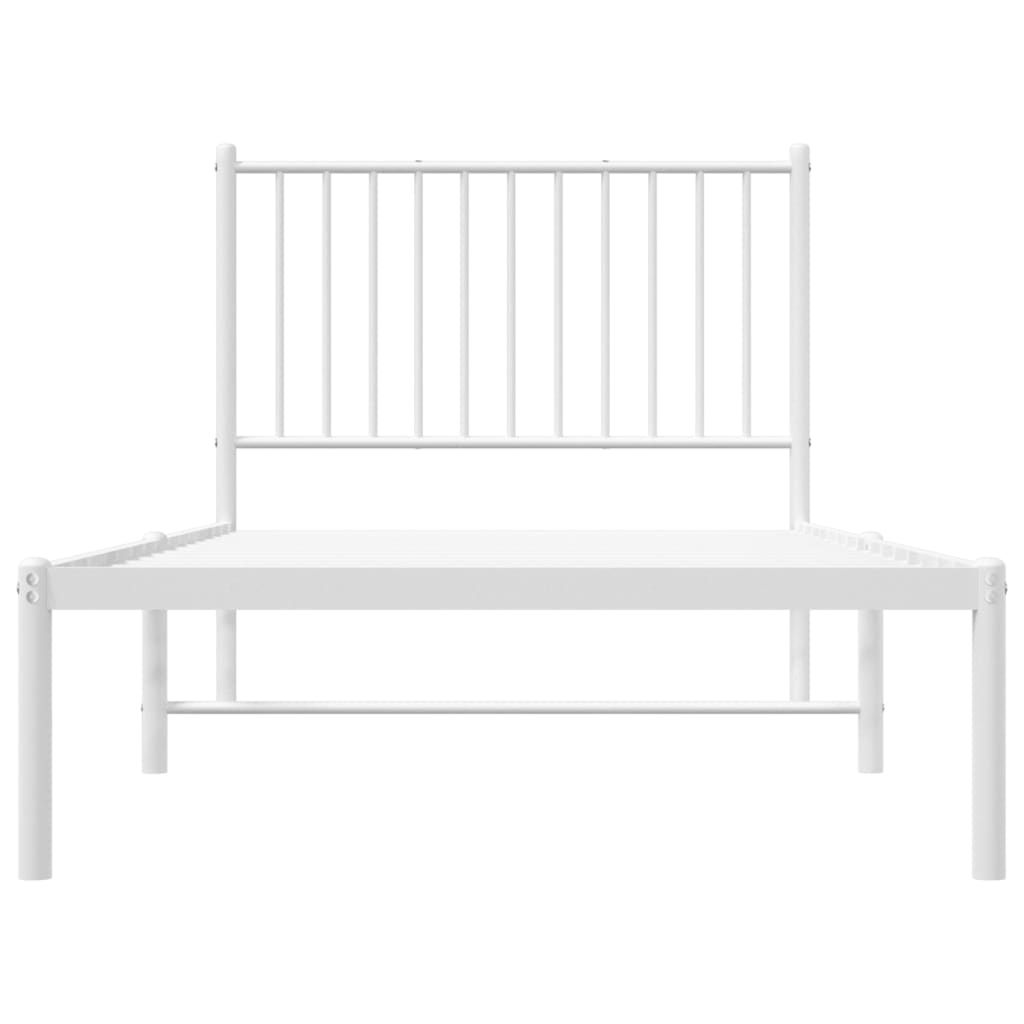 Metal Bed Frame without Mattress with Headboard White 90x190 cm