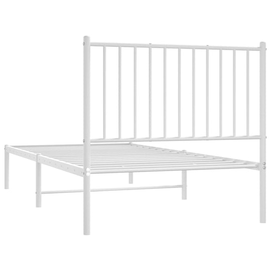 Metal Bed Frame without Mattress with Headboard White 90x190 cm