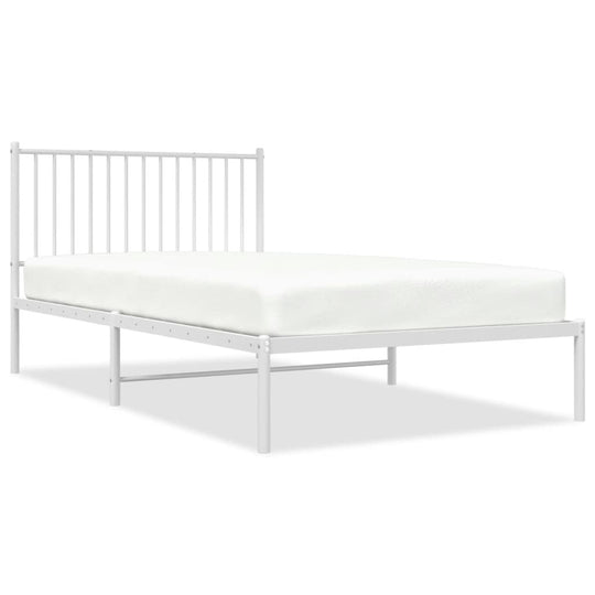 Metal Bed Frame without Mattress with Headboard White 107x203 cm King Single