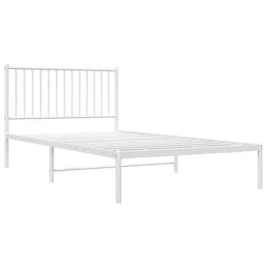 Metal Bed Frame without Mattress with Headboard White 107x203 cm King Single