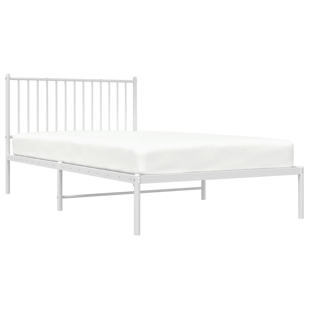 Metal Bed Frame without Mattress with Headboard White 107x203 cm King Single