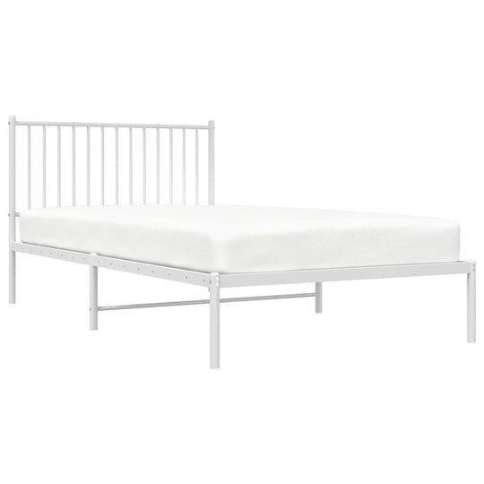 Metal Bed Frame without Mattress with Headboard White 107x203 cm King Single