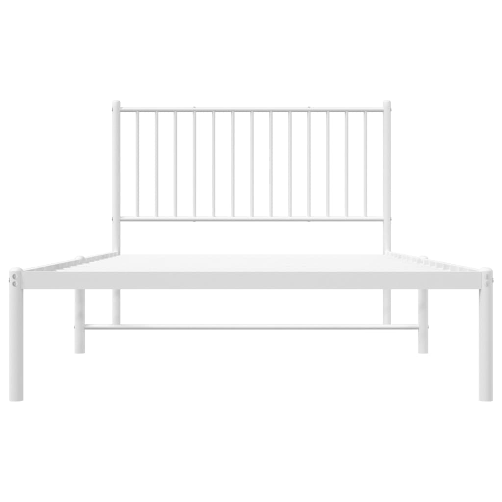 Metal Bed Frame without Mattress with Headboard White 107x203 cm King Single