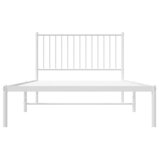 Metal Bed Frame without Mattress with Headboard White 107x203 cm King Single