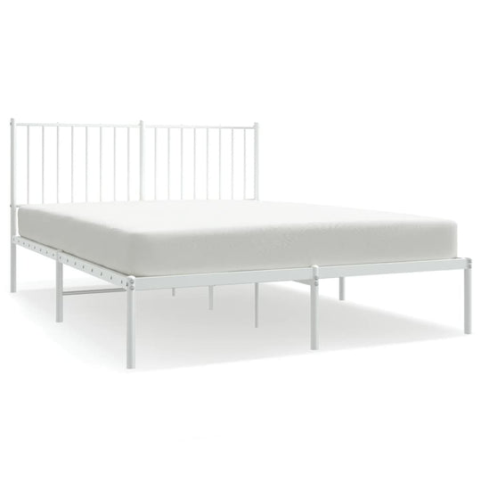 Metal Bed Frame without Mattress with Headboard White 135x190 cm