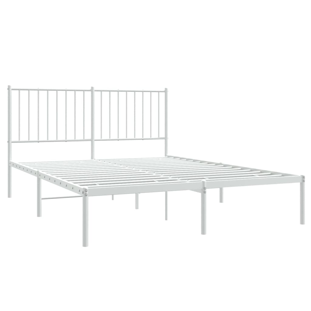 Metal Bed Frame without Mattress with Headboard White 135x190 cm