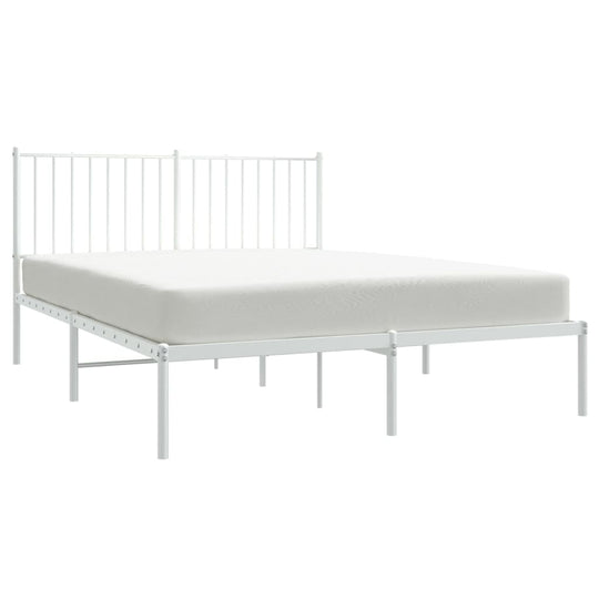 Metal Bed Frame without Mattress with Headboard White 135x190 cm