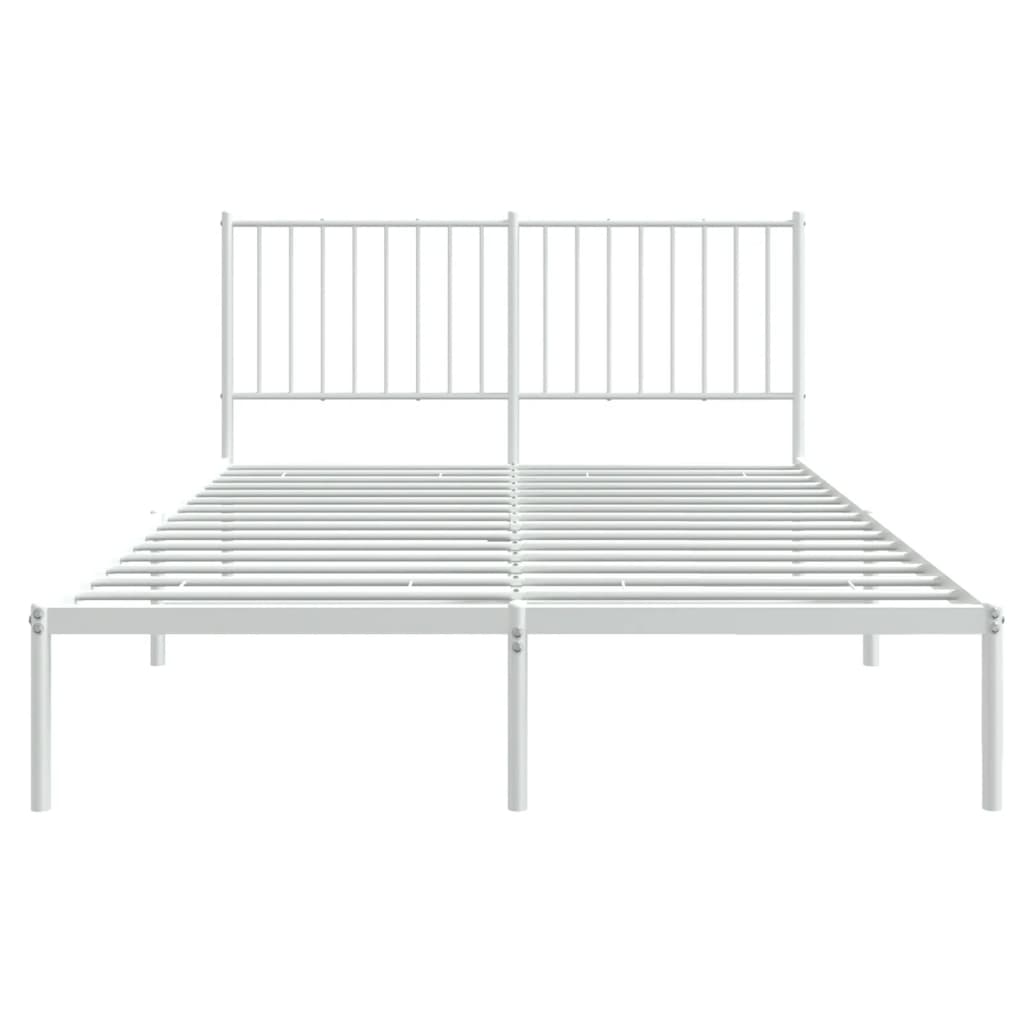 Metal Bed Frame without Mattress with Headboard White 135x190 cm