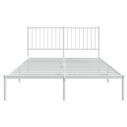 Metal Bed Frame without Mattress with Headboard White 135x190 cm