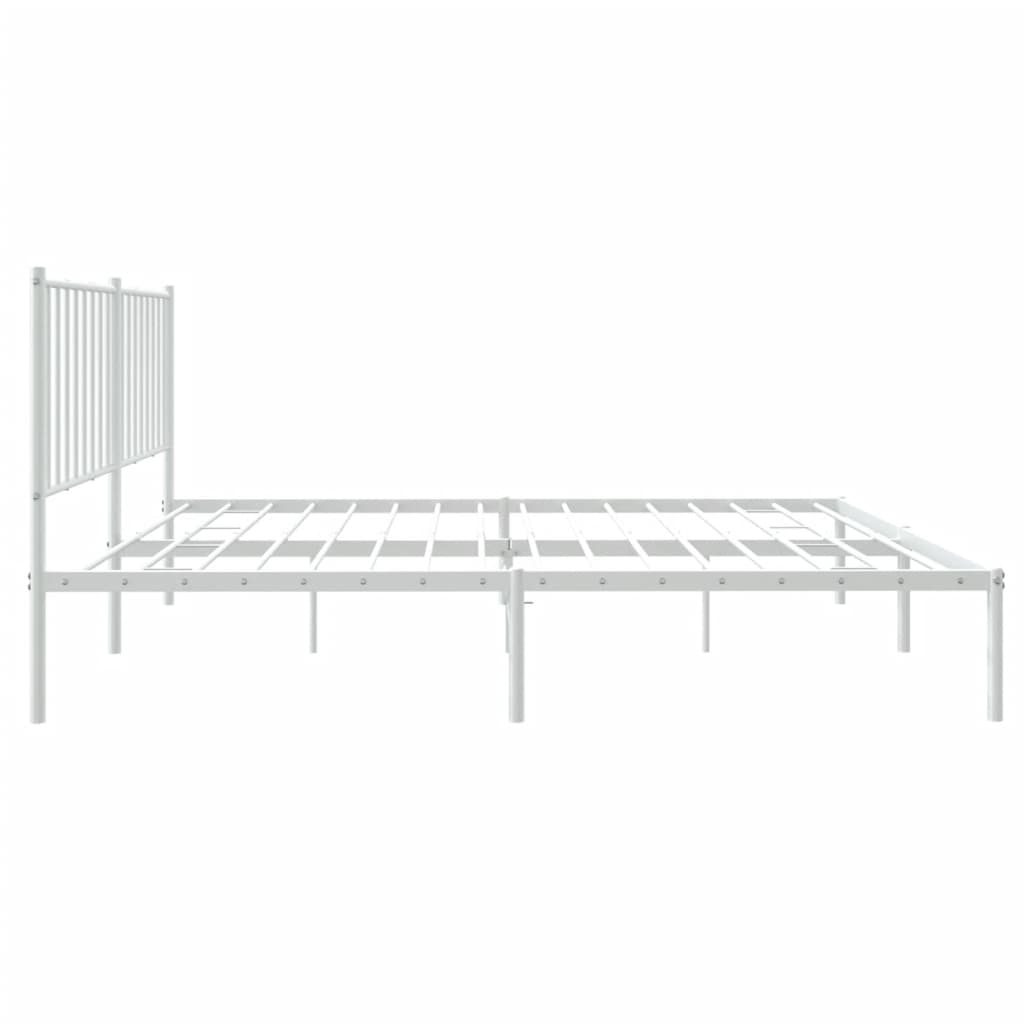 Metal Bed Frame without Mattress with Headboard White 135x190 cm