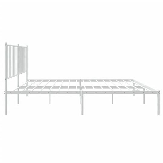 Metal Bed Frame without Mattress with Headboard White 135x190 cm