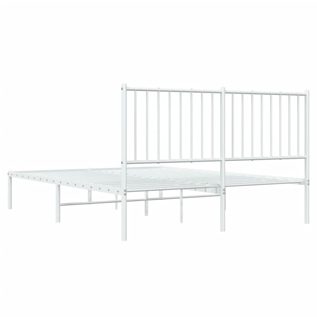 Metal Bed Frame without Mattress with Headboard White 135x190 cm