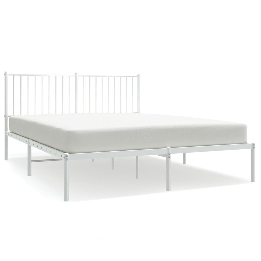 Metal Bed Frame without Mattress with Headboard White 150x200 cm