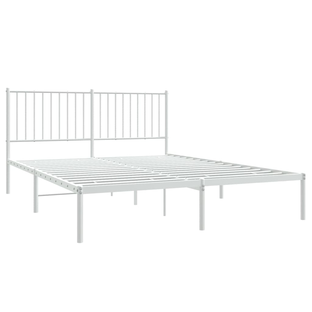 Metal Bed Frame without Mattress with Headboard White 150x200 cm