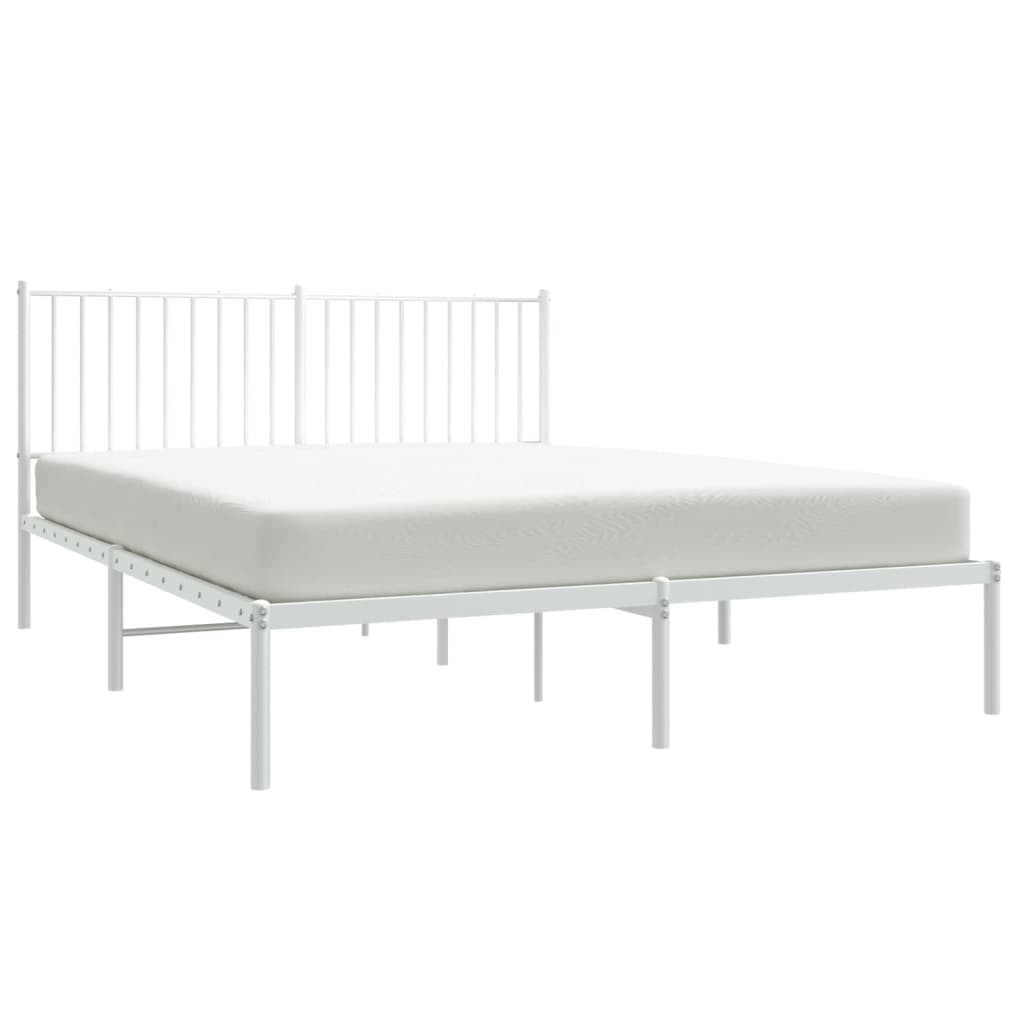 Metal Bed Frame without Mattress with Headboard White 150x200 cm