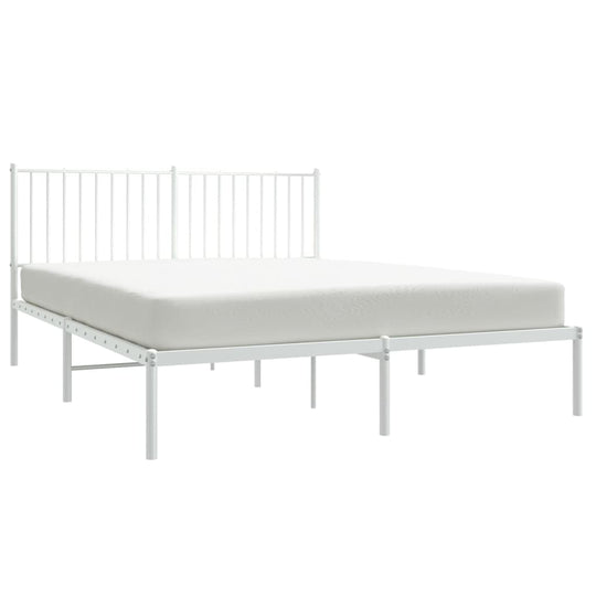 Metal Bed Frame without Mattress with Headboard White 150x200 cm