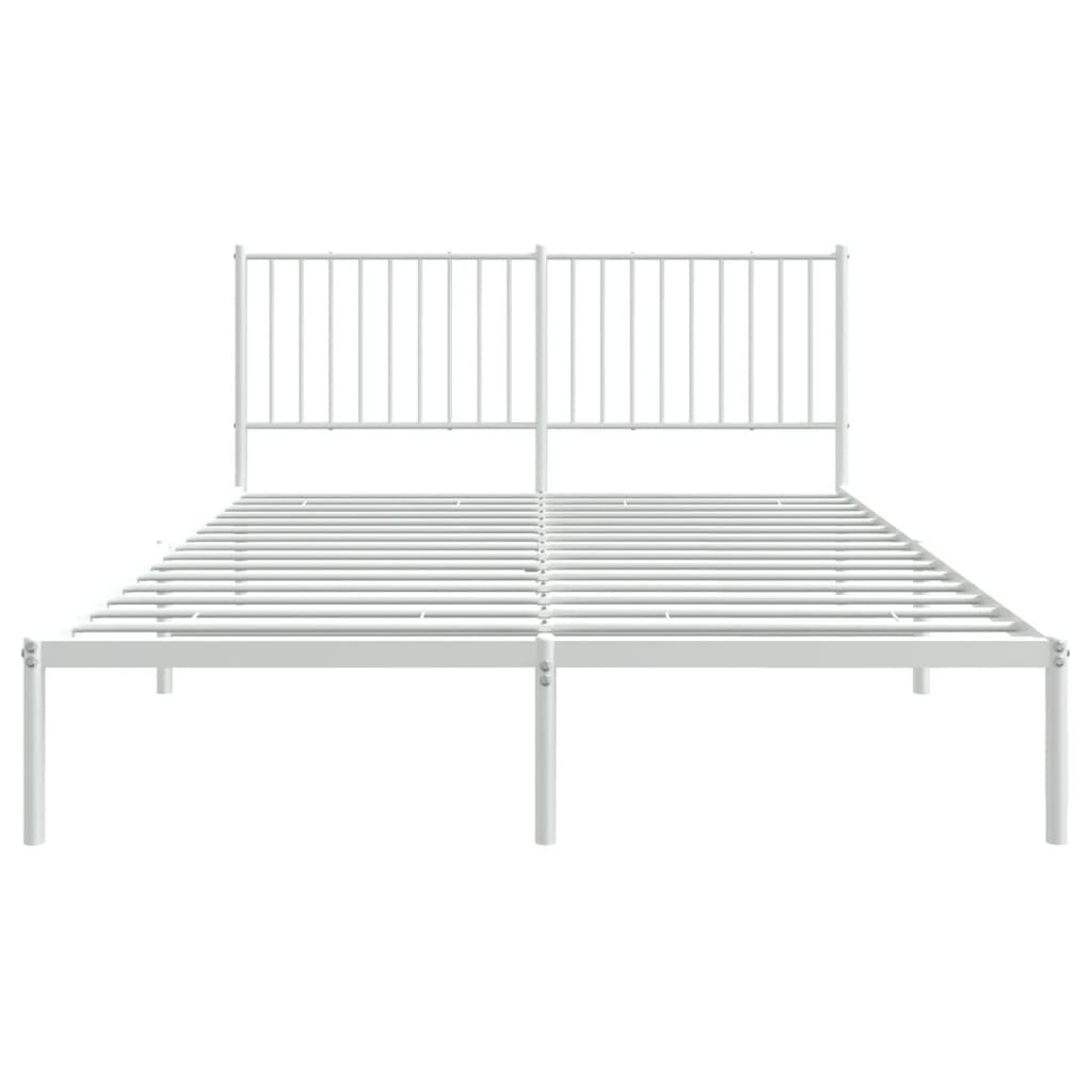 Metal Bed Frame without Mattress with Headboard White 150x200 cm