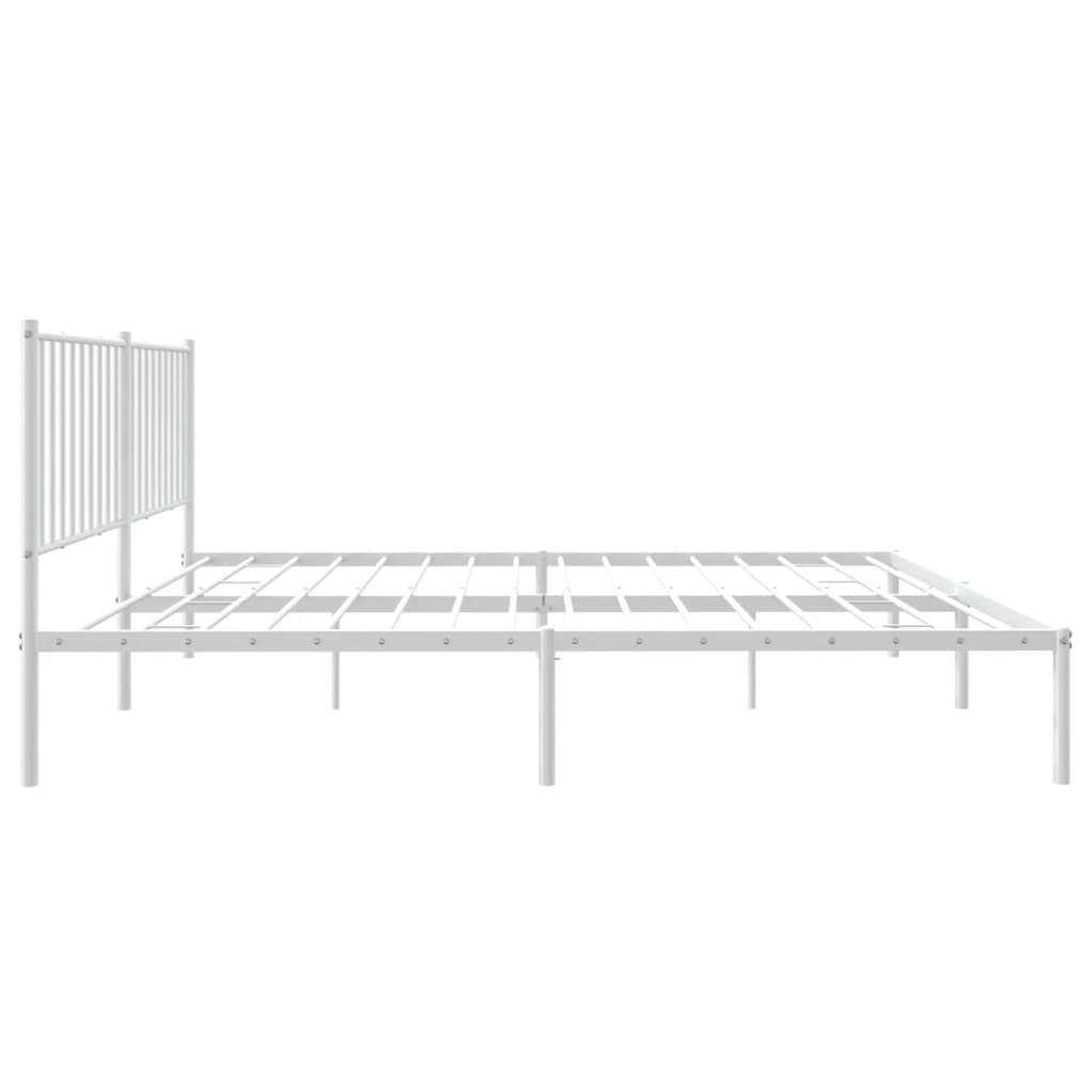 Metal Bed Frame without Mattress with Headboard White 150x200 cm