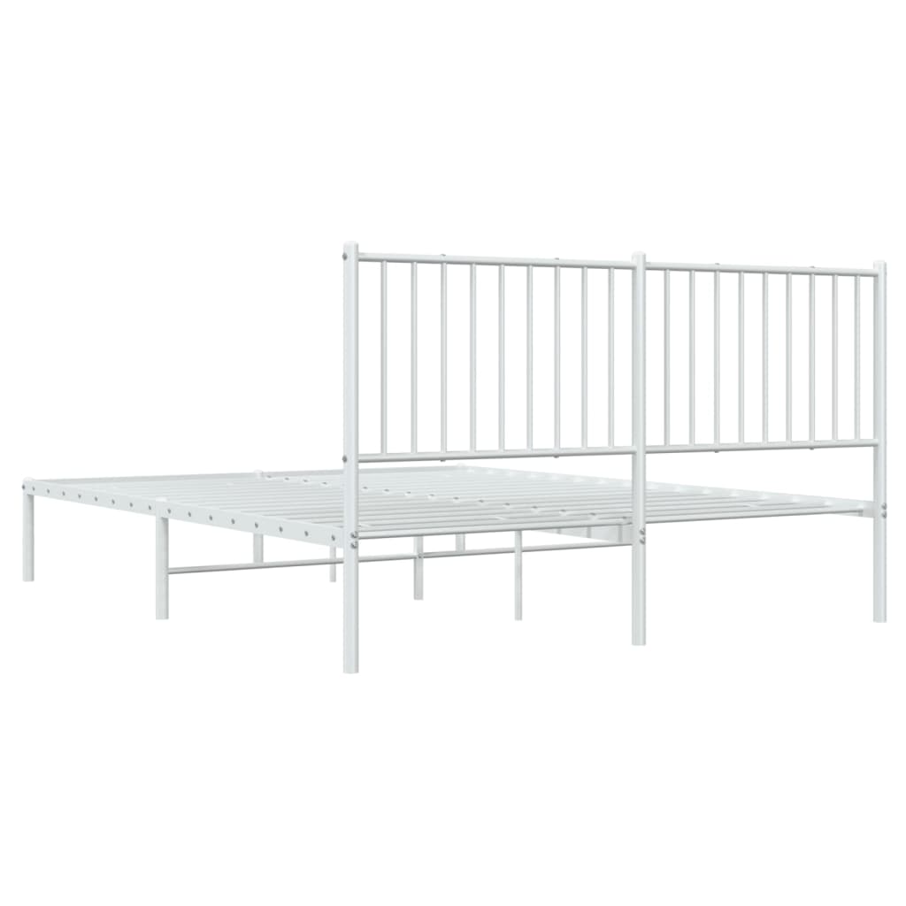 Metal Bed Frame without Mattress with Headboard White 150x200 cm