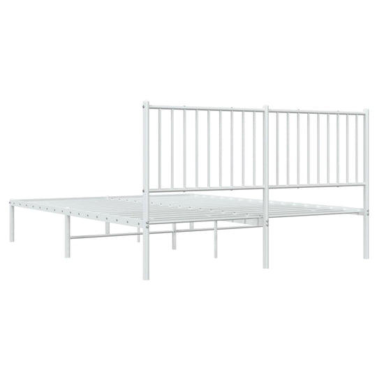 Metal Bed Frame without Mattress with Headboard White 150x200 cm