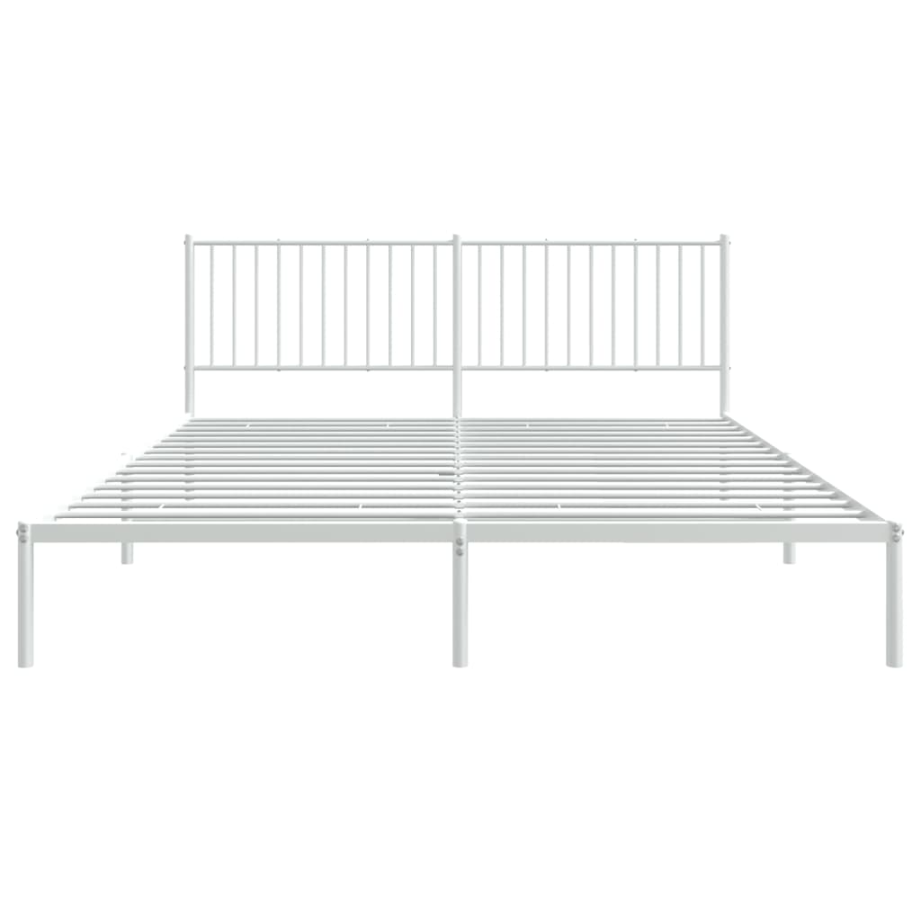 Metal Bed Frame without Mattress with Headboard White 183x203 cm King