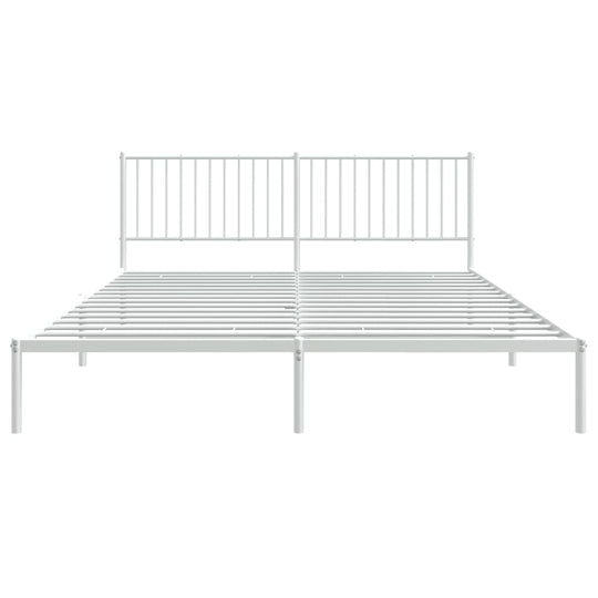 Metal Bed Frame without Mattress with Headboard White 183x203 cm King