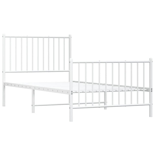 Metal Bed Frame without Mattress with Footboard White 90x190 cm