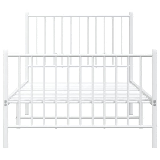 Metal Bed Frame without Mattress with Footboard White 90x190 cm