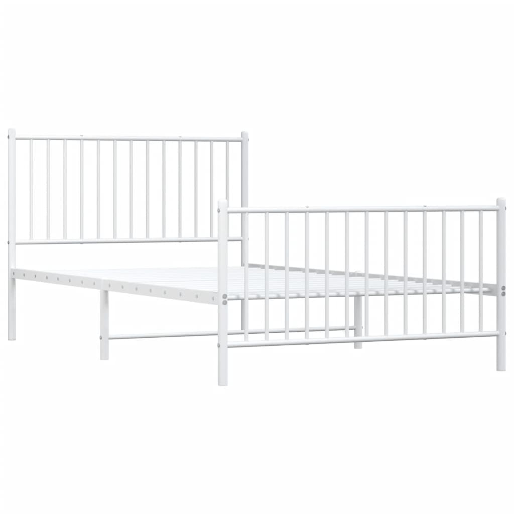 Metal Bed Frame without Mattress with Footboard White 107x203 cm King Single